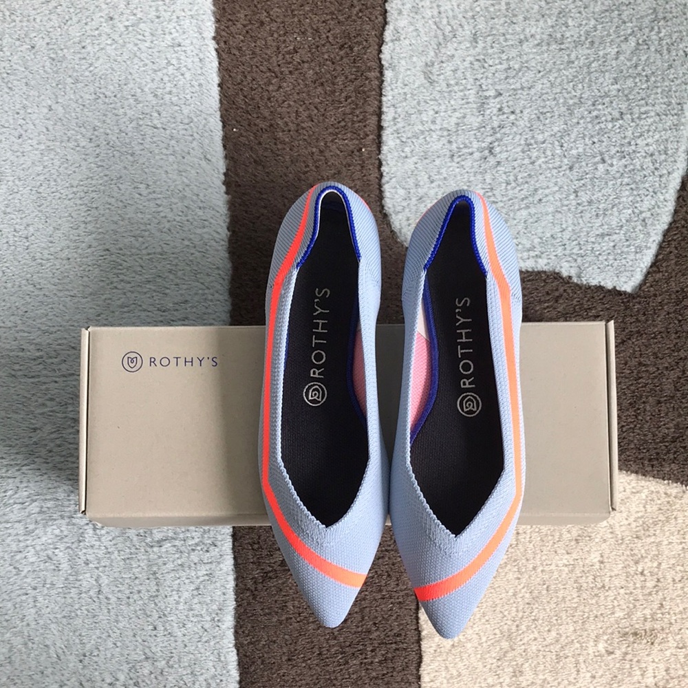 New Rothy's retired sz 9 The Point flats, stripes!